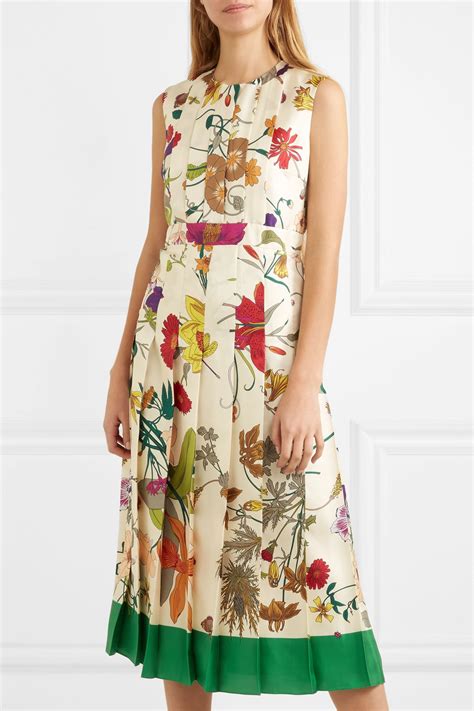 gucci floral shirt dress|Gucci pleated dress.